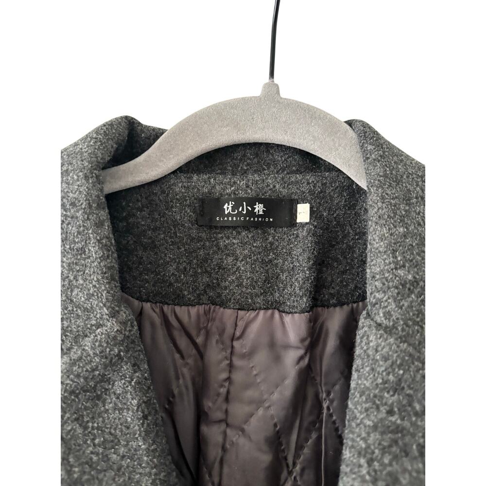 Women’s Gray Double Breasted Wool Blend Peacoat Jacket Long Coat Classic S M - Picture 3 of 10
